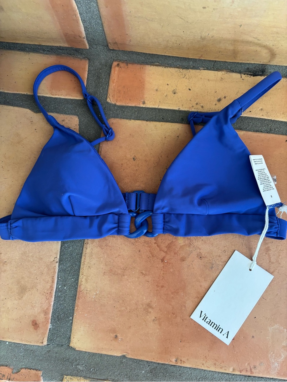 Vitamin A NWT Luxe Link Bralette Top Cobalt blue ReLux size small: Resort summer